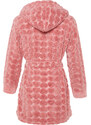 Trendyol Pink Belted Heart Pattern Fleece Knitted Dressing Gown