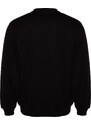 Trendyol Black Men's Oversize/Wide-Fit Crew Neck Printed Fleece Interior Cotton Sweatshirt.
