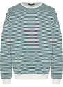 Trendyol Green Oversize/Wide-Fit Striped Fleece Cotton Sweatshirt