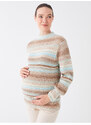 LC Waikiki Half Turtleneck Striped Long Sleeve Maternity Knitwear Sweater