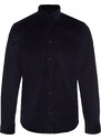 Trendyol Navy Blue Slim Fit Ribbed Velvet Thick Winter Shirt