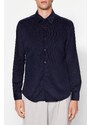 Trendyol Navy Blue Slim Fit Ribbed Velvet Thick Winter Shirt