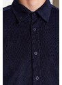 Trendyol Navy Blue Slim Fit Ribbed Velvet Thick Winter Shirt