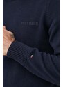 Bavlněný svetr Tommy Hilfiger tmavomodrá barva