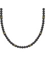 Manoki Pánský korálkový náhrdelník Miquel Gold - lávový kámen