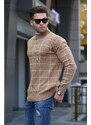Madmext Beige Checked Knitwear Sweater 5796