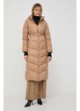 Péřová bunda BOSS dámská, béžová barva, zimní