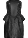 Kožené šaty AllSaints WL068Z CASSIE LEA RUFFLE DR černá barva, mini