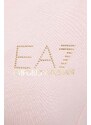 Mikina EA7 Emporio Armani dámská, růžová barva, s aplikací
