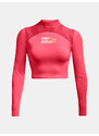 Under Armour Tričko HG Q3 Crop Mockneck-PNK - Dámské