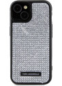 Ochranný kryt na iPhone 15 - Karl Lagerfeld, Rhinestone Plate Metal Logo Silver