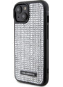 Ochranný kryt na iPhone 15 - Karl Lagerfeld, Rhinestone Plate Metal Logo Silver