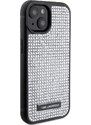 Ochranný kryt na iPhone 15 - Karl Lagerfeld, Rhinestone Plate Metal Logo Silver