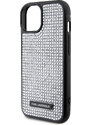 Ochranný kryt na iPhone 15 - Karl Lagerfeld, Rhinestone Plate Metal Logo Silver