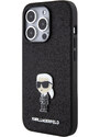 Ochranný kryt na iPhone 15 Pro - Karl Lagerfeld, Fixed Glitter Metal Ikonik Black