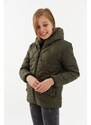 River Club Girl's Onion Pattern Water and Windproof Fiber Khaki Hooded Coat