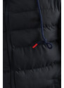River Club Pánský tmavě modrý nafukovací zimní kabát s podšívkou s kapucí a větruodolným.