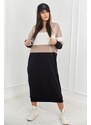 Fashionweek Dlouhé teplákové šaty s kapuci s výšivkou K9574