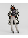 KABÁT KARL LAGERFELD CHECK FAUX FUR COAT