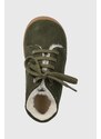 Dětské semišové zimní boty Pom D'api FLEX-UP BOTTINE FUR zelená barva