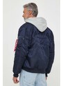 Bomber bunda Alpha Industries MA-1 ZH Back EMB tmavomodrá barva, zimní, oversize