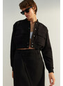 Trendyol Black Oversized Bomber Jacket Coat