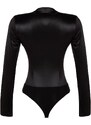 Trendyol Black Collar Detailed Knitted Satin Bodysuit