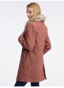 Orsay Červený dámský vzorovaný kabát s umělým kožíškem - Dámské