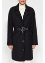 Trendyol Black Oversize kabát se širokým střihem