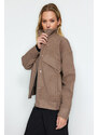 Trendyol Mink Oversize Stamped Bomber Coat