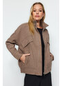 Trendyol Mink Oversize Stamped Bomber Coat