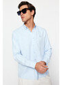 Trendyol Blue Regular Fit Embroidery Detailed Shirt