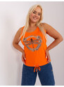 Fashionhunters Oranžový dámský top velikosti plus s potiskem