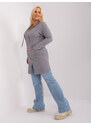 Fashionhunters Šedý dlouhý svetr větší velikosti se zipem