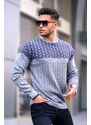Madmext Men's Gray Patterned Knitted Sweater 5977
