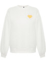 Trendyol Thick Ecru with Fleece Inside. Embossed Chest and Back Print Oversized Knitted Sweatshirt