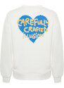 Trendyol Thick Ecru with Fleece Inside. Embossed Chest and Back Print Oversized Knitted Sweatshirt