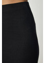 Happiness İstanbul Women's Black Slotted Corduroy Knitted Pencil Skirt