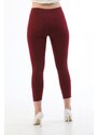 BİKELİFE Claret Red Plus Size High Waist Lycra Gabardine Leggings Trousers.