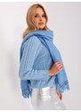 Fashionhunters Modrá pletená šála s třásněmi