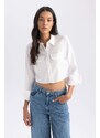 DEFACTO Crop Sensual Long Sleeve Shirt