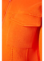 Trendyol Orange Relaxed-Cut Crop Pocket Detailed Hoodie, Fleece Inner Knitted Sweatshirt