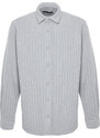 Trendyol Gray Regular Fit Striped Thick Winter Shirt