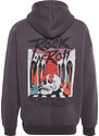 Trendyol Anthracite Oversize/Wide Cut Fleece Inside Hooded Rock Printed Sweatshirt