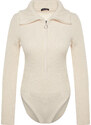 Trendyol Stone Zippered Snaps Knitwear Body