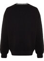 Trendyol Black Oversize/Wide Fit Knitwear Detailed with a tagline, Fleece Inside Knitted Sweatshirt