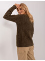 Fashionhunters Khaki pletený svetr s knoflíky