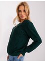 Fashionhunters Tmavě zelený dámský svetr se vzory