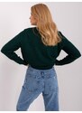 Fashionhunters Tmavě zelený dámský svetr se vzory