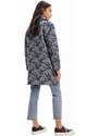 Kabát Desigual 23WWEWA9 WOMAN WOVEN OVERCOAT dámský, tmavomodrá barva, přechodný, dvouřadový